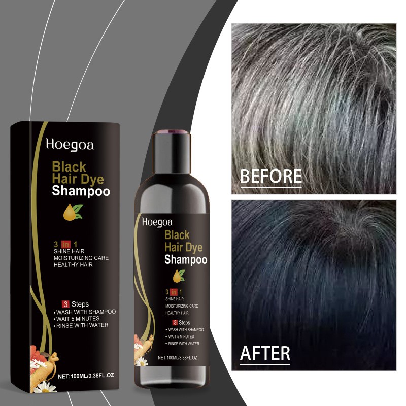 Hoegoa Black Hair Dye Shampoo  3-in-1