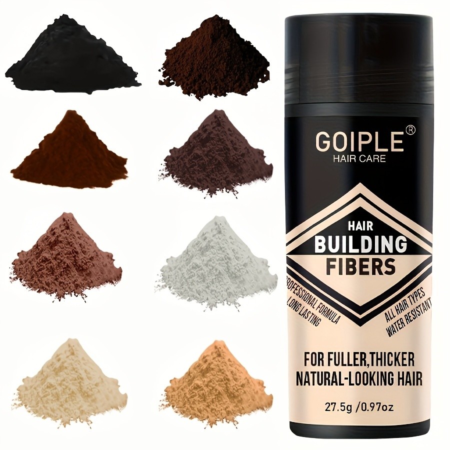 8 Color Hair Building Fibers Water-Resistant Powder for Fuller, Natural-Looking Hair
