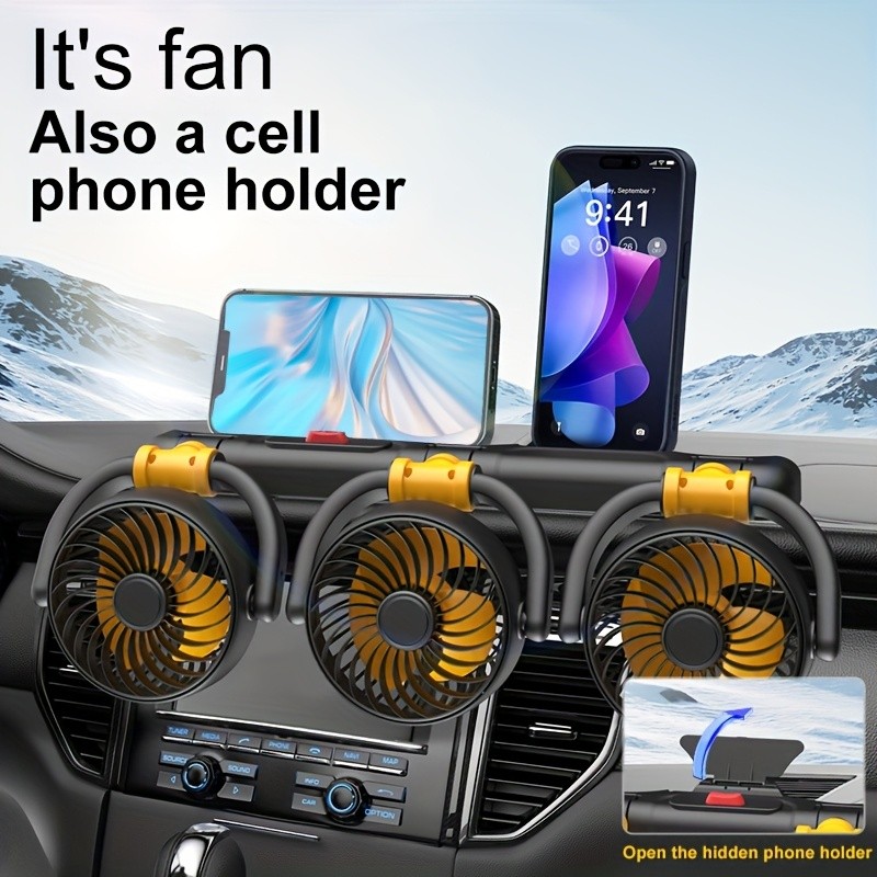 Car-Mounted Three-Head Fan