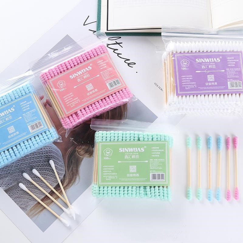 Sinwuas Double-Headed Wooden Stick And Ear Cotton Swab