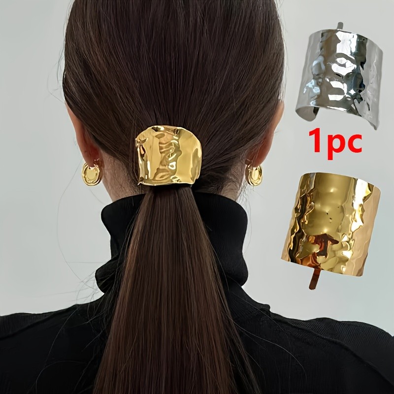 AYLHFO 1pc New Metal Irregular Concave Lava Inlay Hair Clip