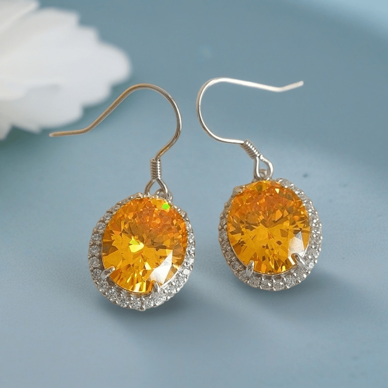 Ethic Diam 10x12mm Golden Oval Retro Synthetic Zircon Earrings