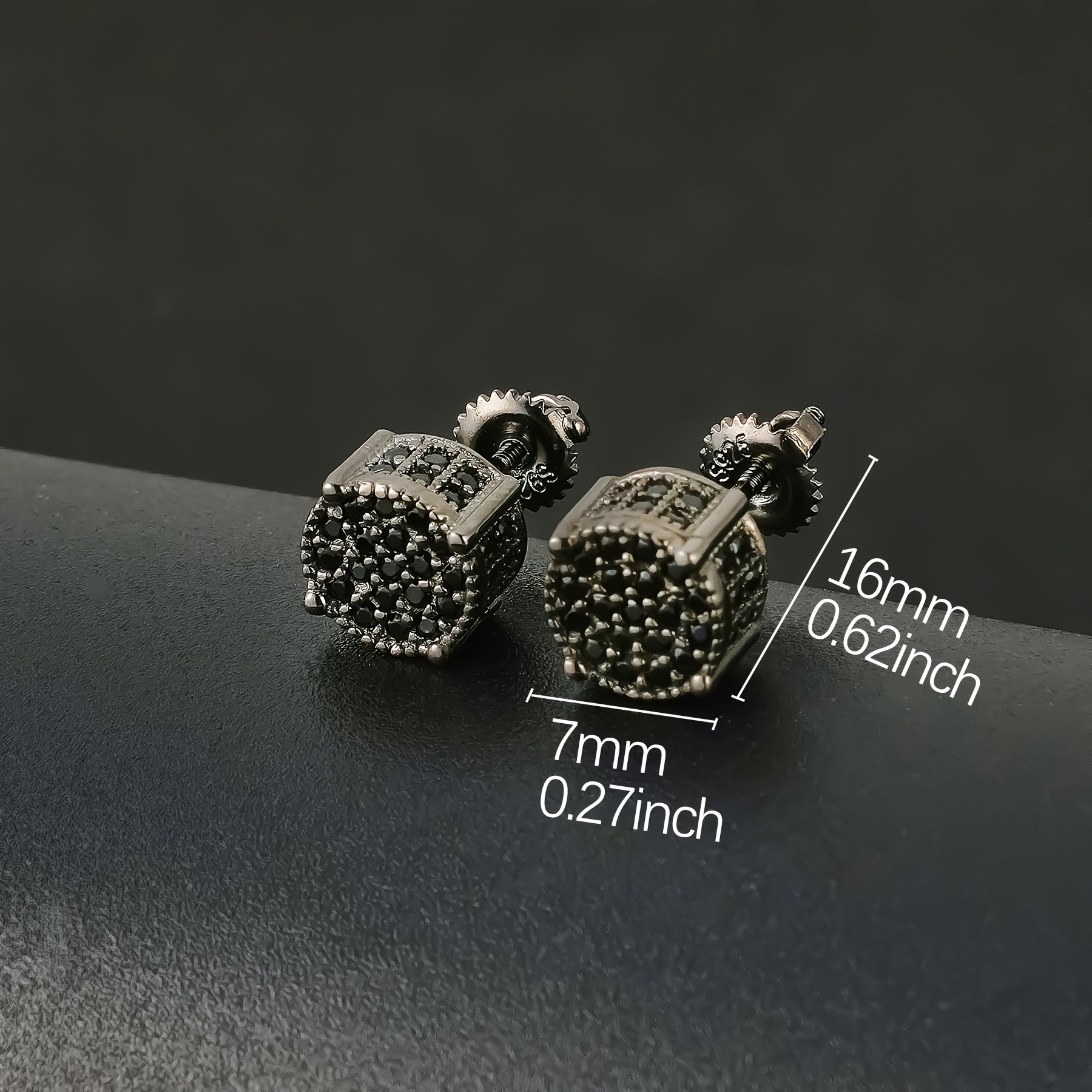 ICED CHICS S925 Sterling Silver Black Stud Earrings Set with Synthetic Zircon