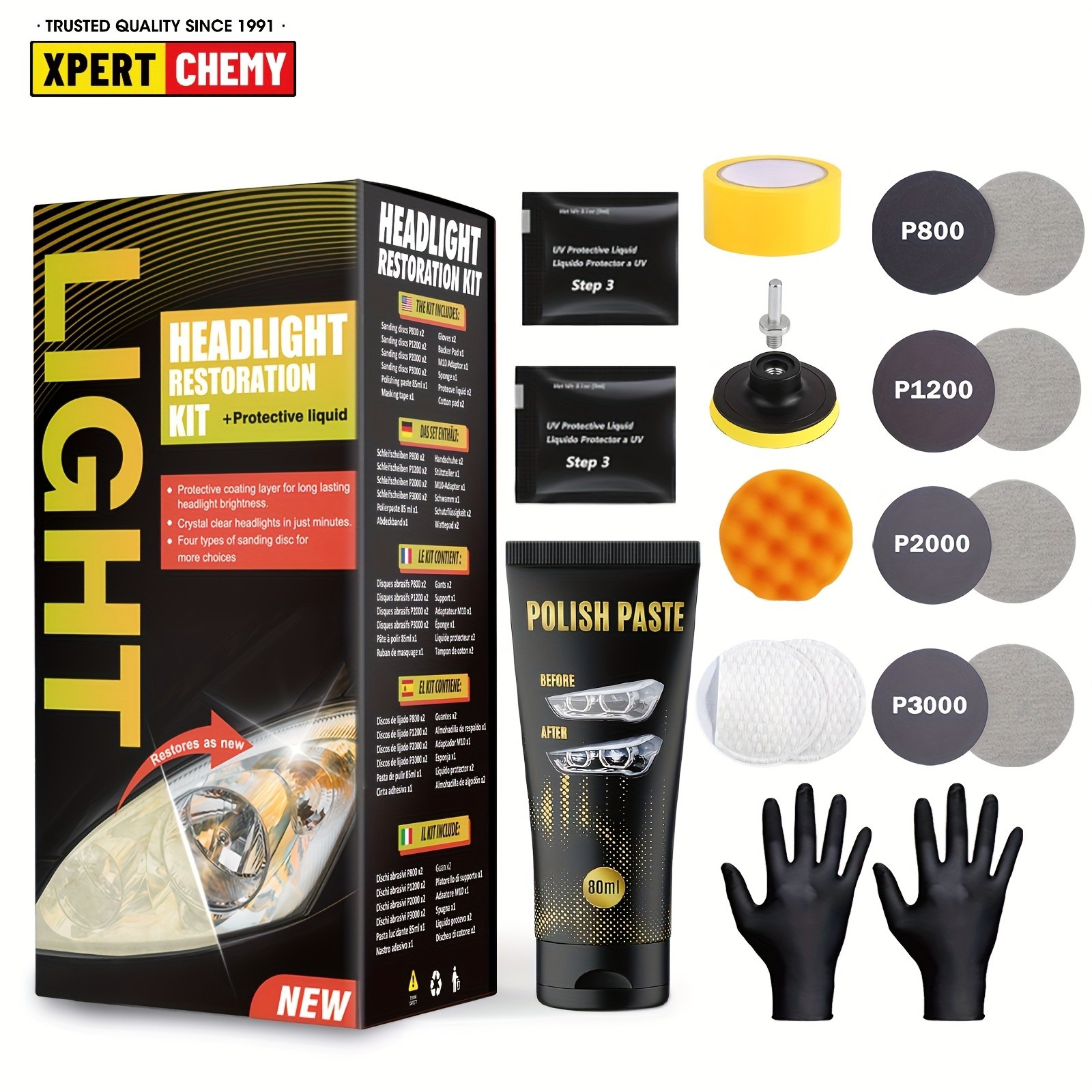 XPERTCHEMY Headlight Restoration Kit