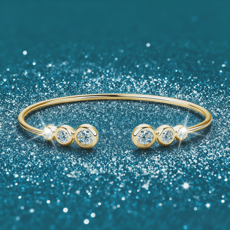 LOVESSOM 925 Silver Full Moissanite 14K Gold Plated Bracelet