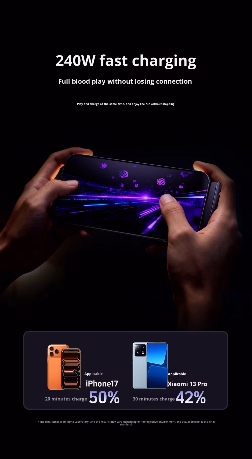 2-in-1 Invisible Holder Charger Cable - 240W Fast Charging Cord with Built-In Phone Stand