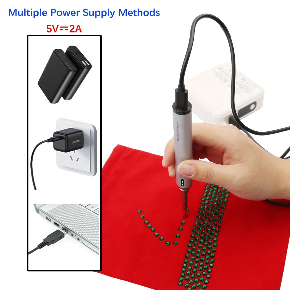 WORTHOFIRST USB Hot-Fix Rhinestone Kit with Heat-Fix Pen & Applicator