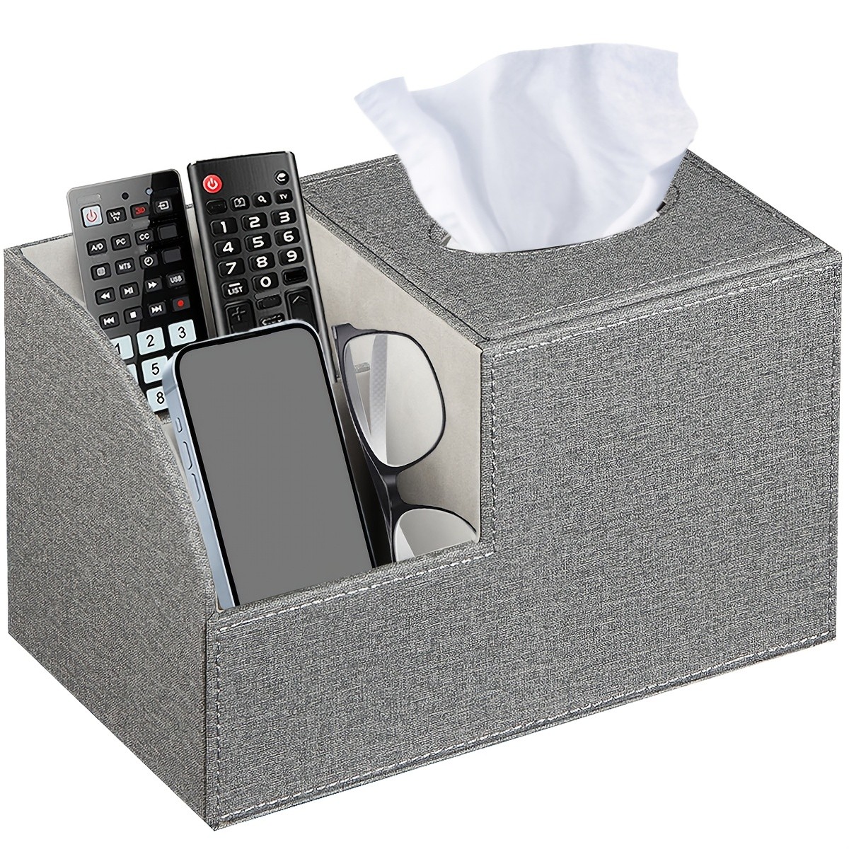 MILITWO Multifunctional Square Tissue Box Holder with Remote Control Holder