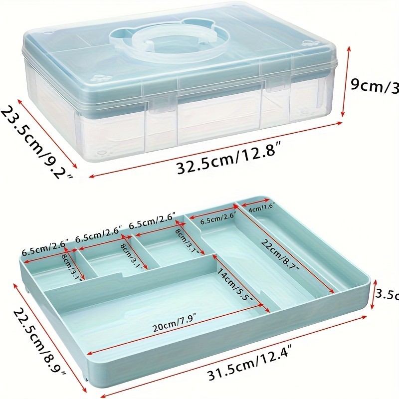 JCJX Transparent Plastic Storage Box with Detachable Partition Tray