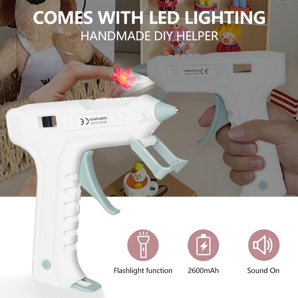 JENABOM White/Pink Rapid Heating Wireless Hot Glue Gun