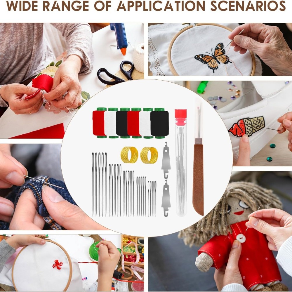 DOMUUH All-in-One Hand Sewing Needle Kit with Large-Eye Needles