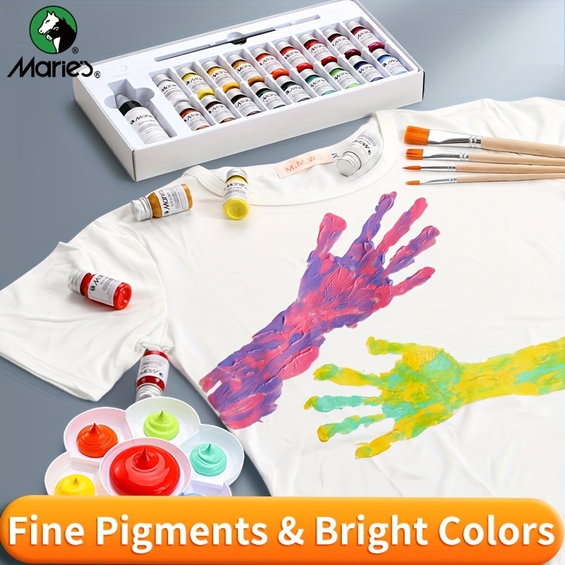 Marie's 18 Colors Fabric Paint Set with Brush