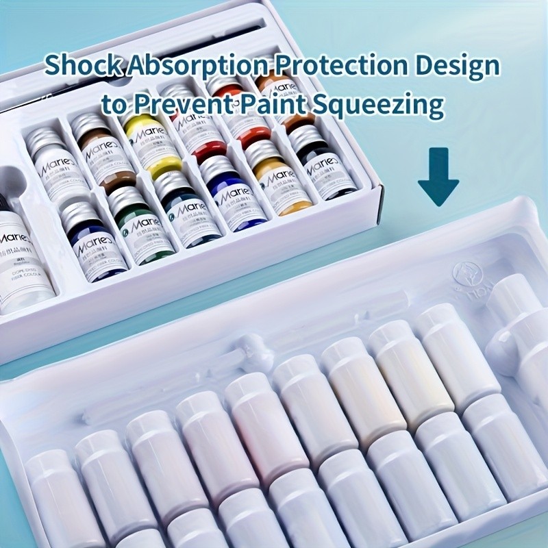 Marie's 18 Colors Fabric Paint Set with Brush