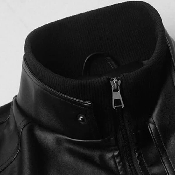 Men's Stand Collar Vintage Leather Jacket