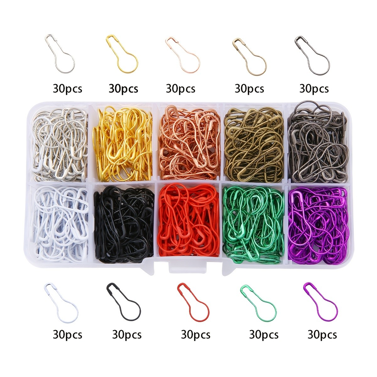 300pcs Colorful Gourd Shaped Safety Pins