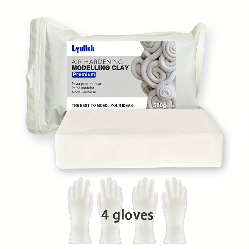 500g/1.1lb Air Dry Clay with 4 Gloves