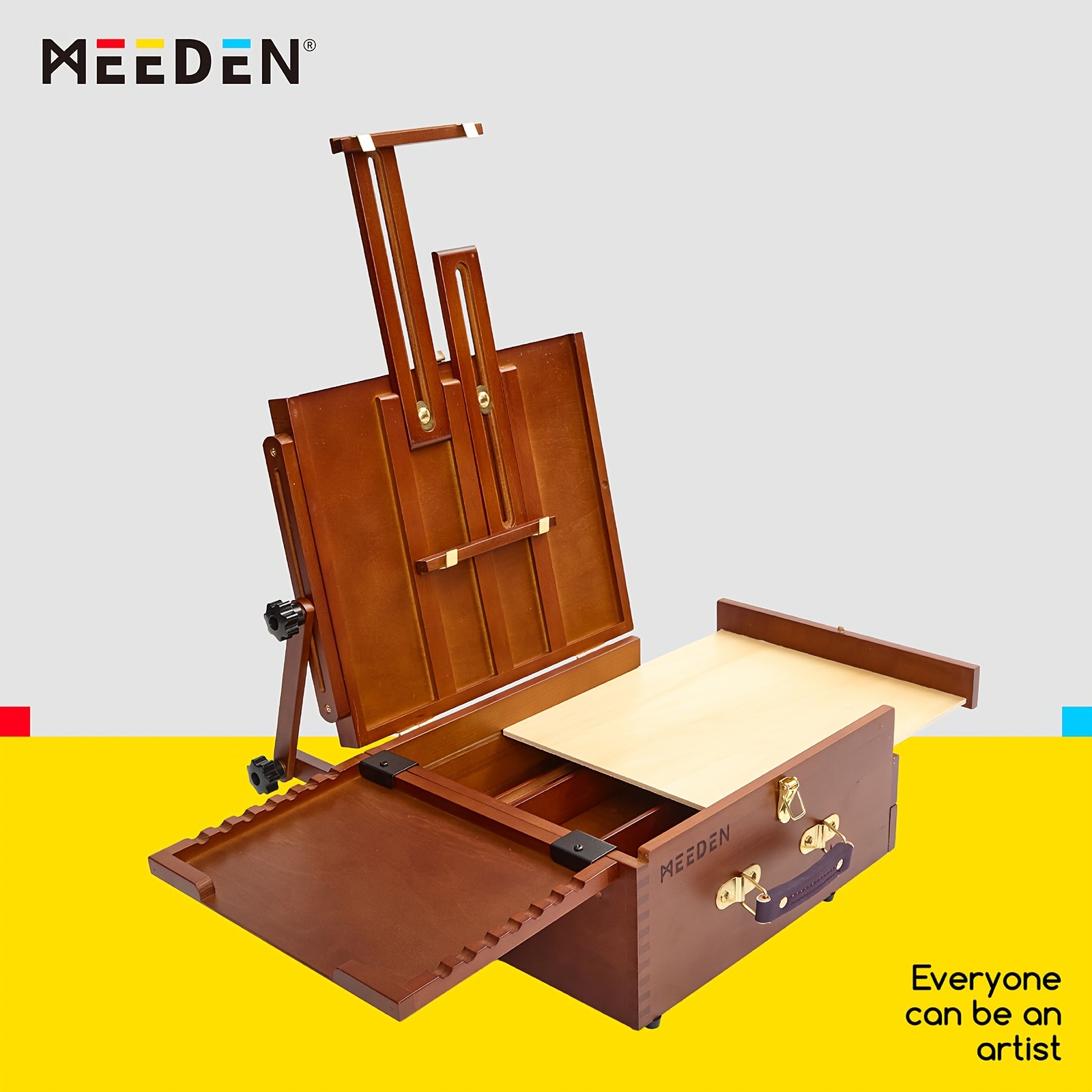 MEEDEN Portable Wooden Easel Box with Nylon Carry Bag
