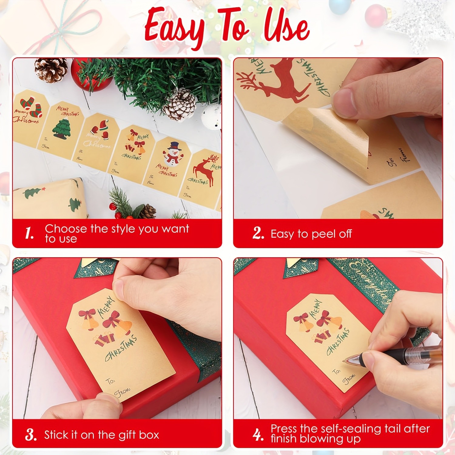 250 Sheets Christmas Gift Box Sealing Stickers