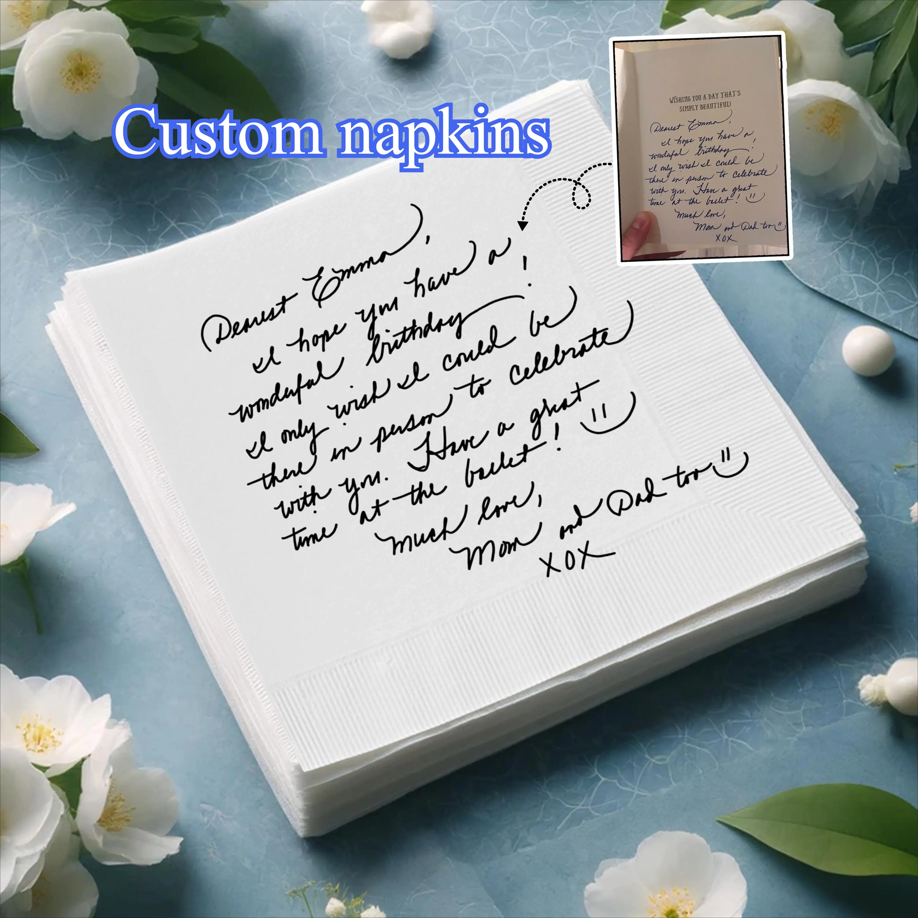 50/100pcs Custom Love Note Handwriting Napkins