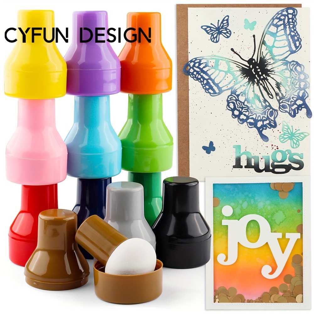 CYFUN DESIGN 12-Piece Rainbow Paper Pouncer Set with Storage Case