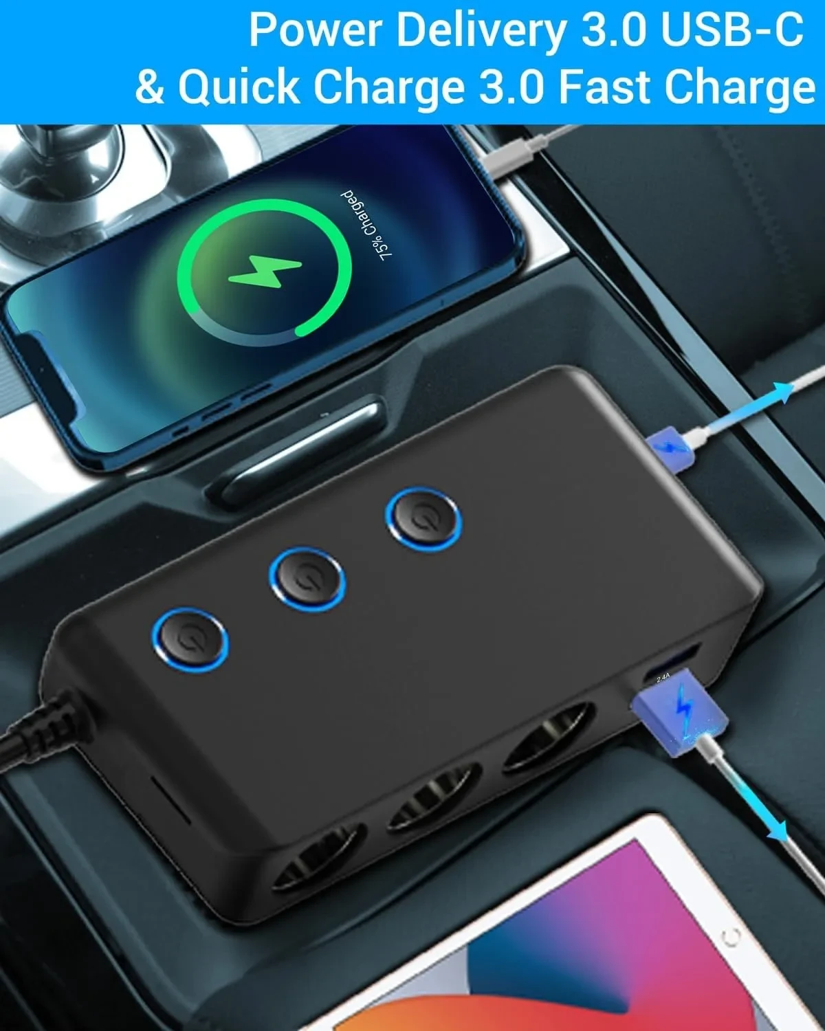 Car USB Charger Adapter With Lighter