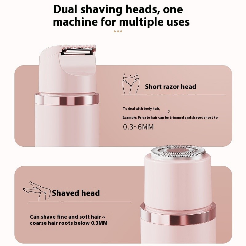 Dual-Head Electric Shaver  Painless Women's Epilator for Bikini, Underarm, Facial, Lips, and Leg Hair Removal