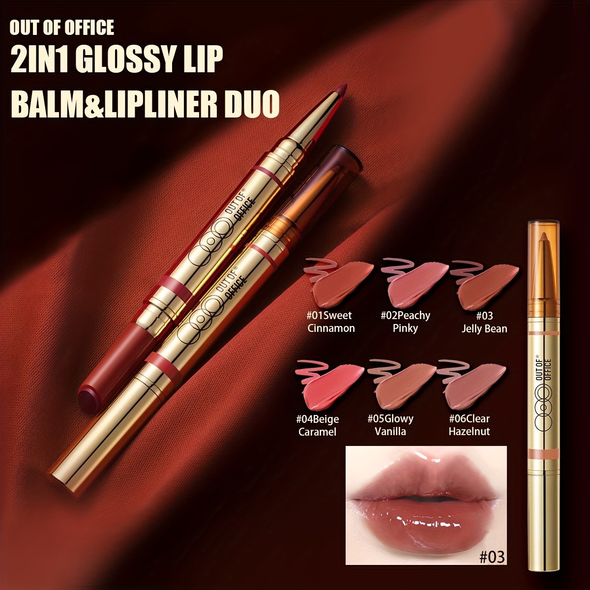 OUT OF OFFICE 2-in-1 Glossy Lip Balm & Lipliner Duo