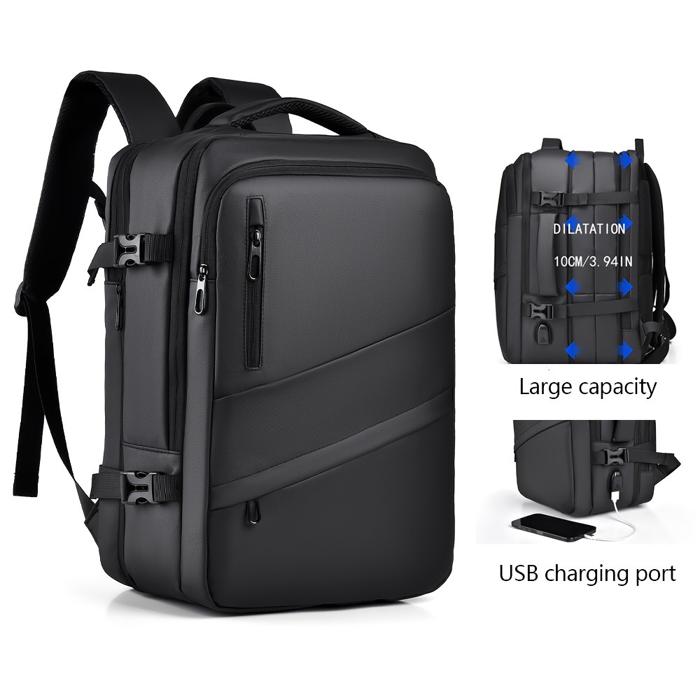HUABUPS Expandable Travel Backpack with USB Charging Port