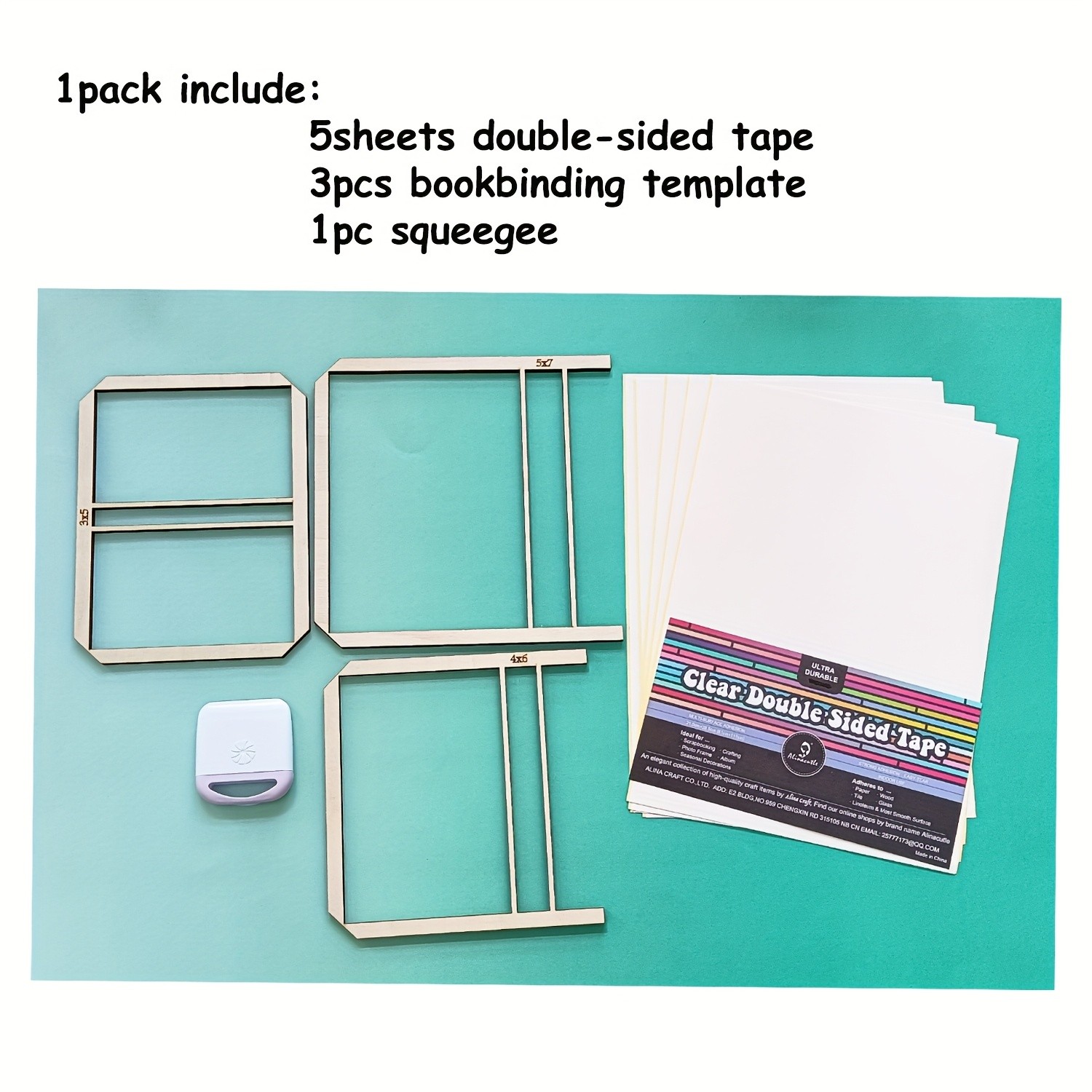 Alinacutle 5pcs Double-Sided Tape & 1pc Squeegee & 3pc Bookbinding Templates