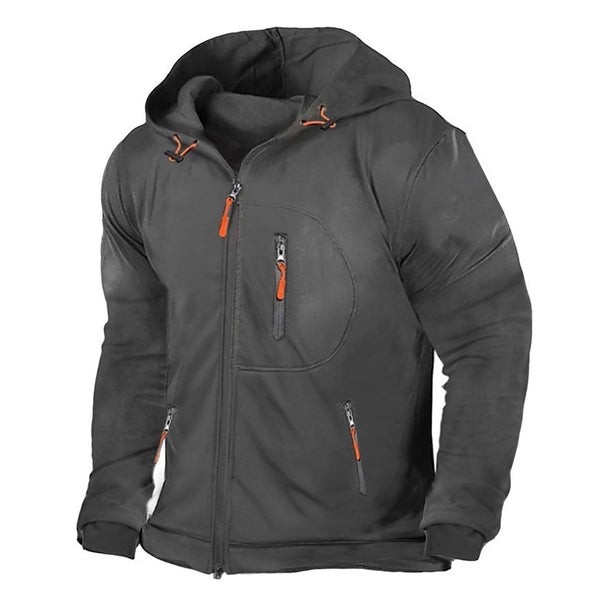 Men's Athletic Zip Hoodie - Loose Fit with Multiple Pockets for Sporty and Casual Wear