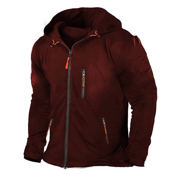 Men's Athletic Zip Hoodie - Loose Fit with Multiple Pockets for Sporty and Casual Wear