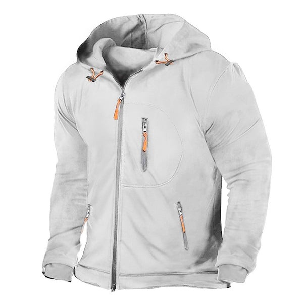 Men's Athletic Zip Hoodie - Loose Fit with Multiple Pockets for Sporty and Casual Wear