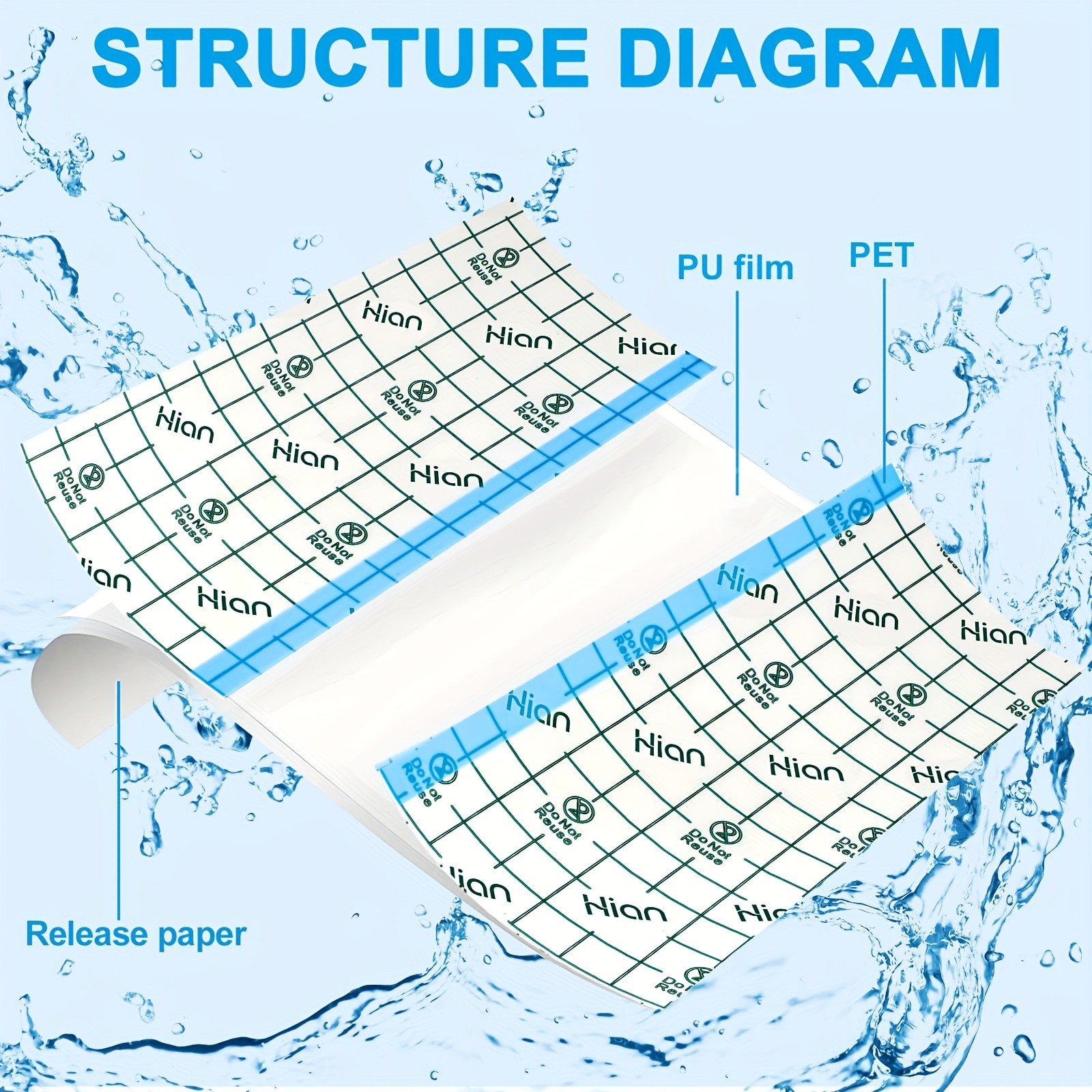 HION 50 Pre-Cut Sheets Waterproof Transparent Film Tattoo Aftercare