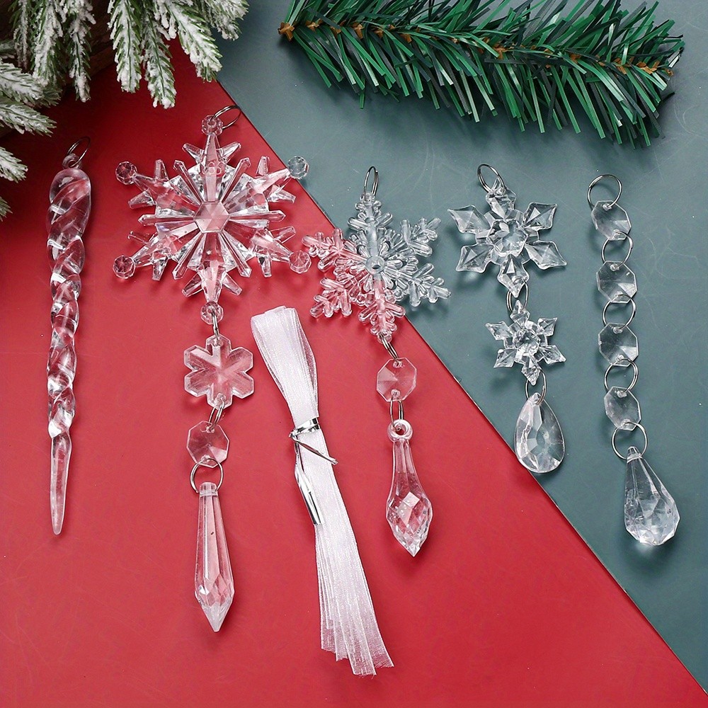 30pcs Christmas Tree Decoration Ornament Acrylic Icicle Snowflake