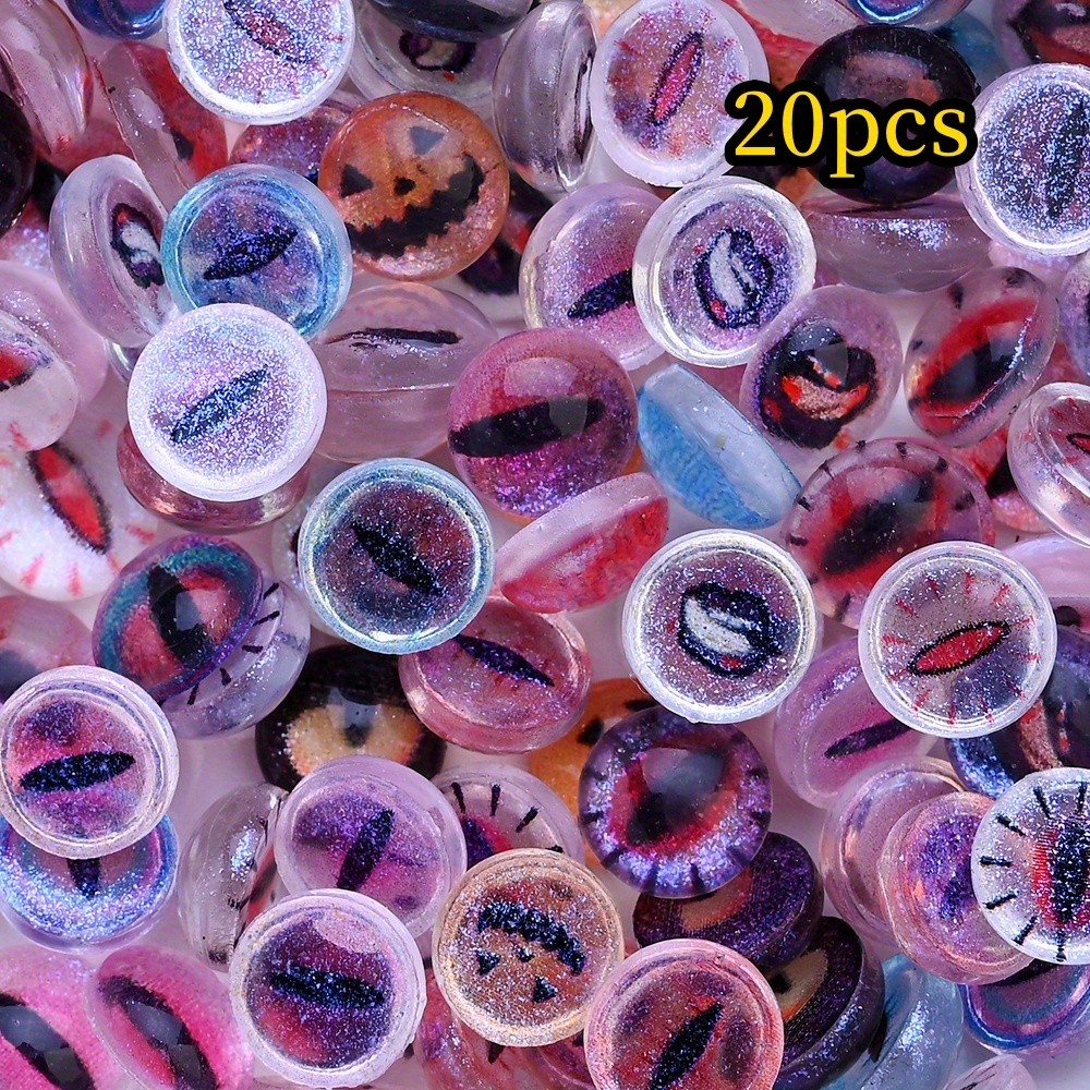 20pcs 8mm Halloween Evil Eye Pattern Acrylic Patches