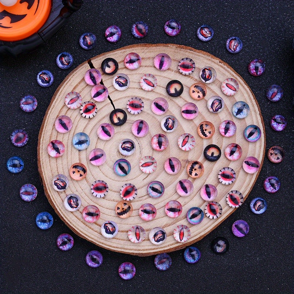 20pcs 8mm Halloween Evil Eye Pattern Acrylic Patches