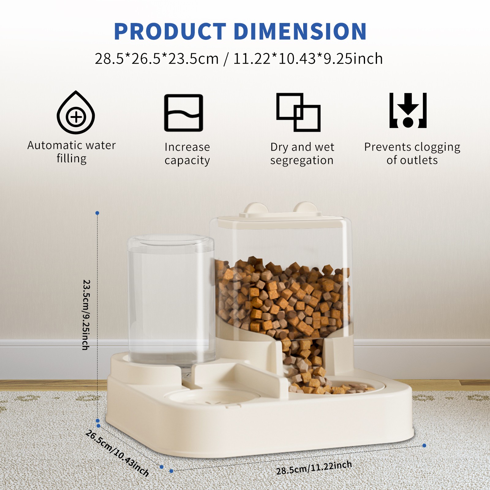 Pet Feeding and Water Feeder 2-in-1 Automatic Replenishment Feeder