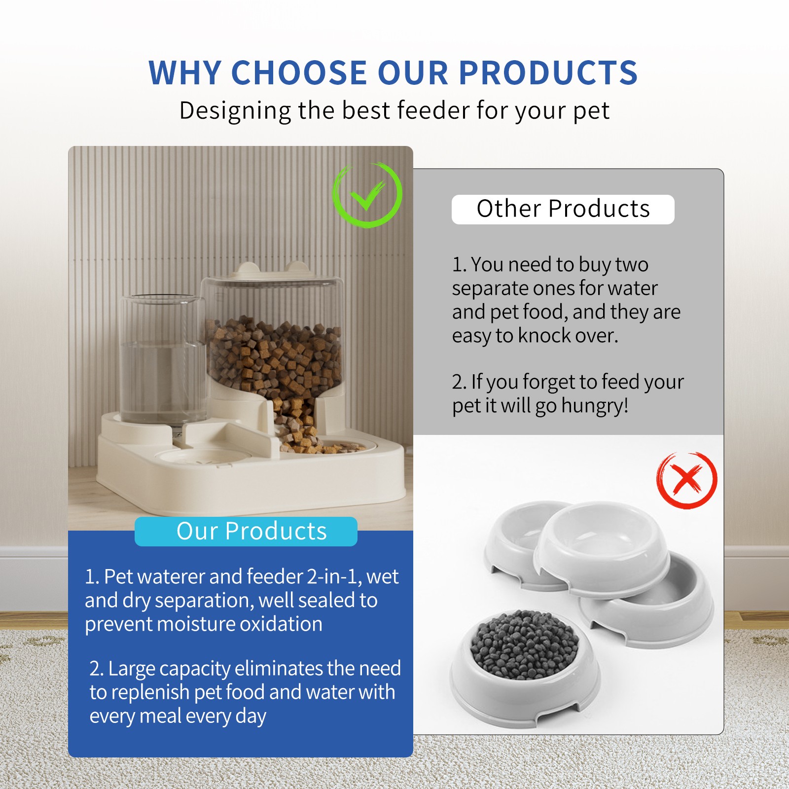 Pet Feeding and Water Feeder 2-in-1 Automatic Replenishment Feeder