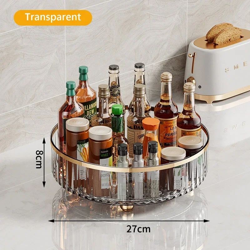 Rotating Cosmetic Organizer  Light Luxury Transparent Makeup & Perfume Storage Tray