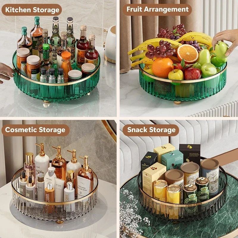 Rotating Cosmetic Organizer  Light Luxury Transparent Makeup & Perfume Storage Tray