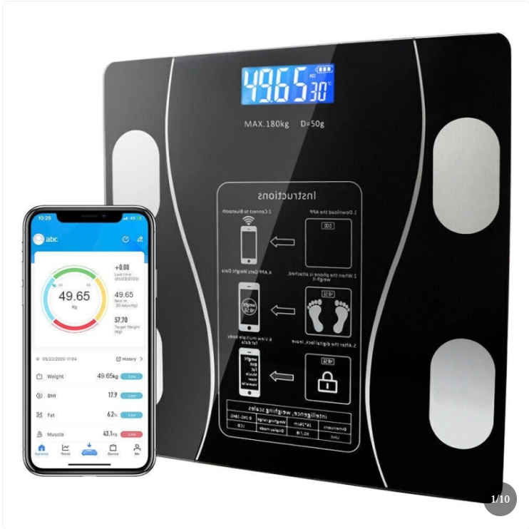 Body Fat Scale 180kg Bluetooth Smart BMI Digital Bathroom Wireless Weight Scales