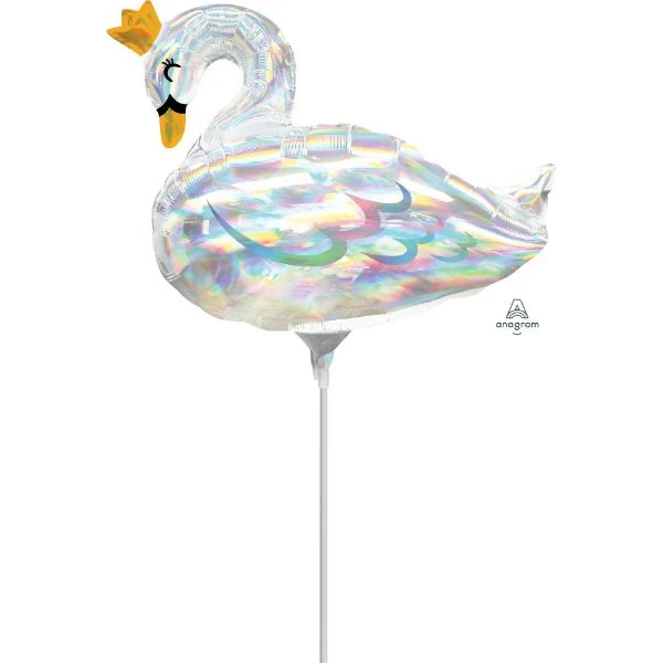 Balloon - Mini Shape Iridescent Swan