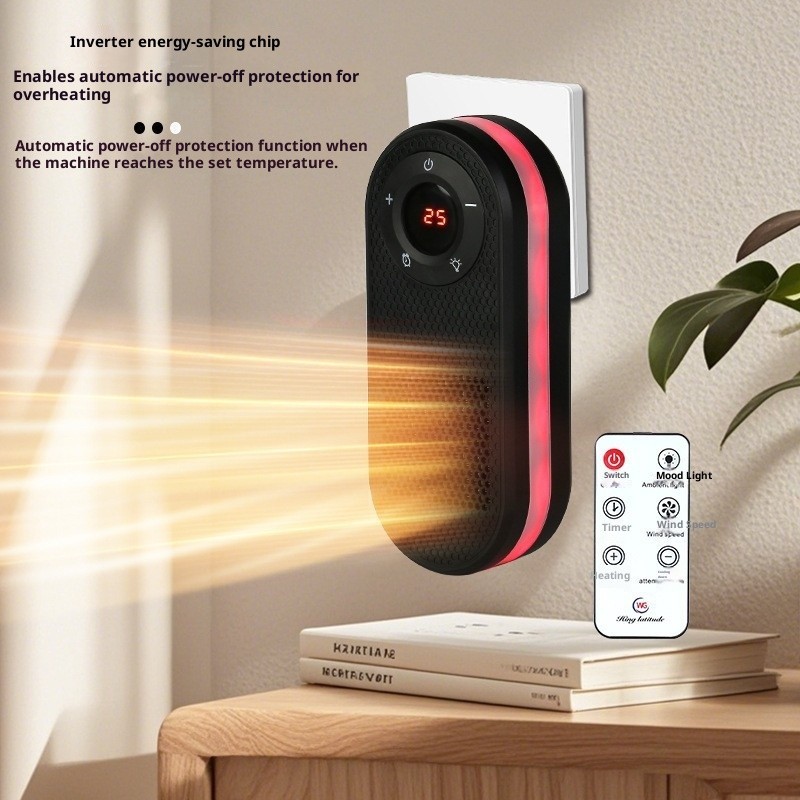 Small 180-Degree Rotatable Electric Heater with Remote Control and LED Display