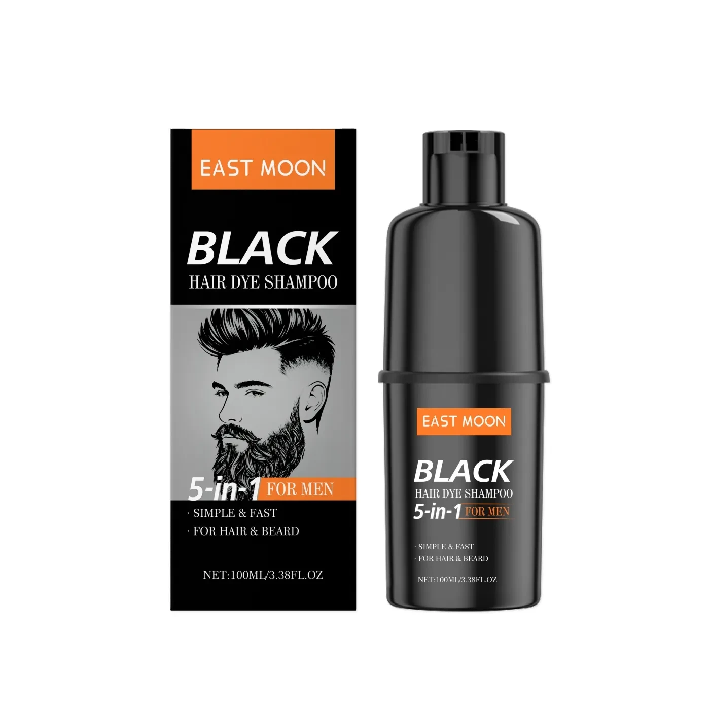 East Moon 5-in-1 Black Hair Dye Shampoo for Men