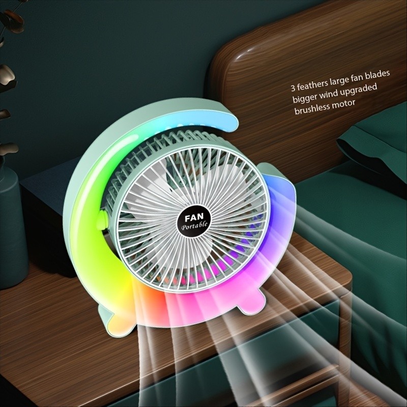 MORE TASTE USB Desk Fan with LED Lighting