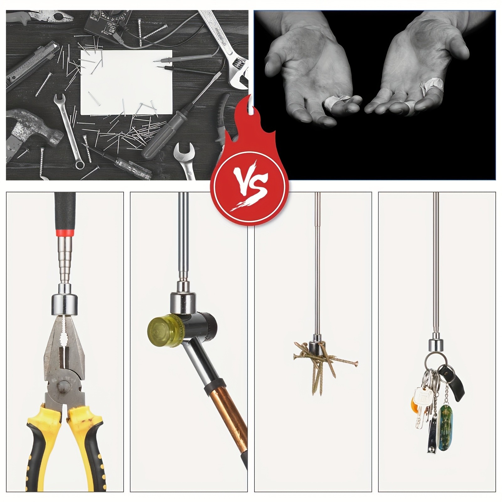 SIKE Heavy-Duty 3-in-1 Magnetic Pickup Tool