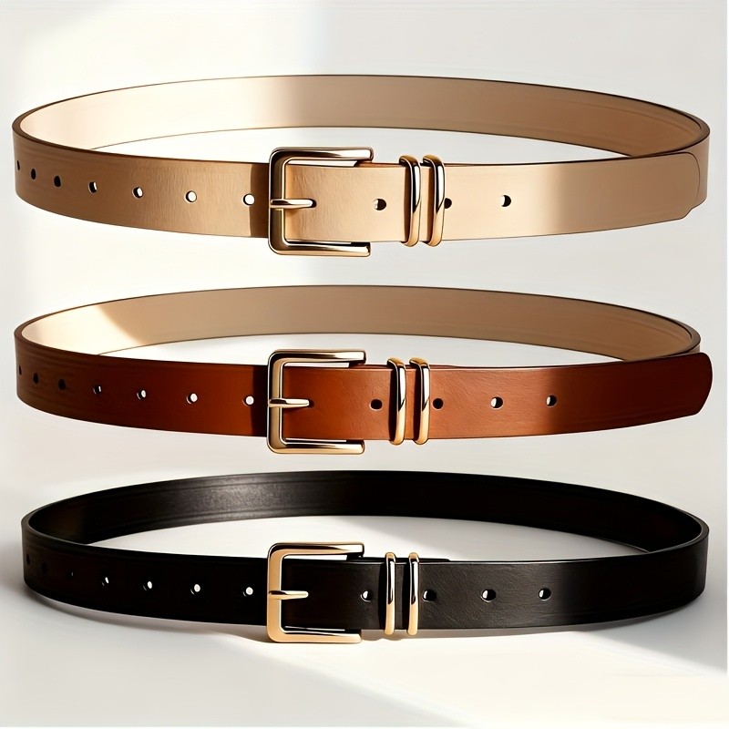 LJSQ 3pcs Golden Buckle Waist Belts