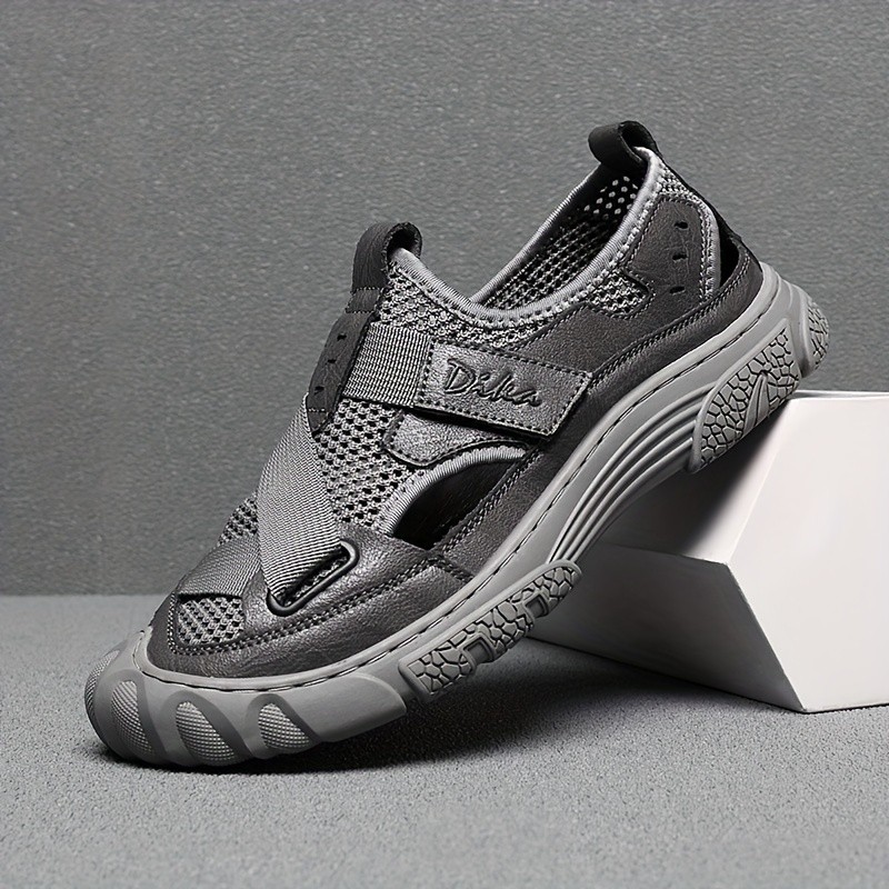 BUBUK Men's Breathable Mesh Sandals with Adjustable Hook-and-Loop Straps