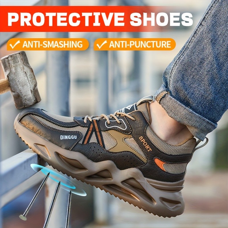 DINGGU Men's All-Season Steel-Toe Work Boots