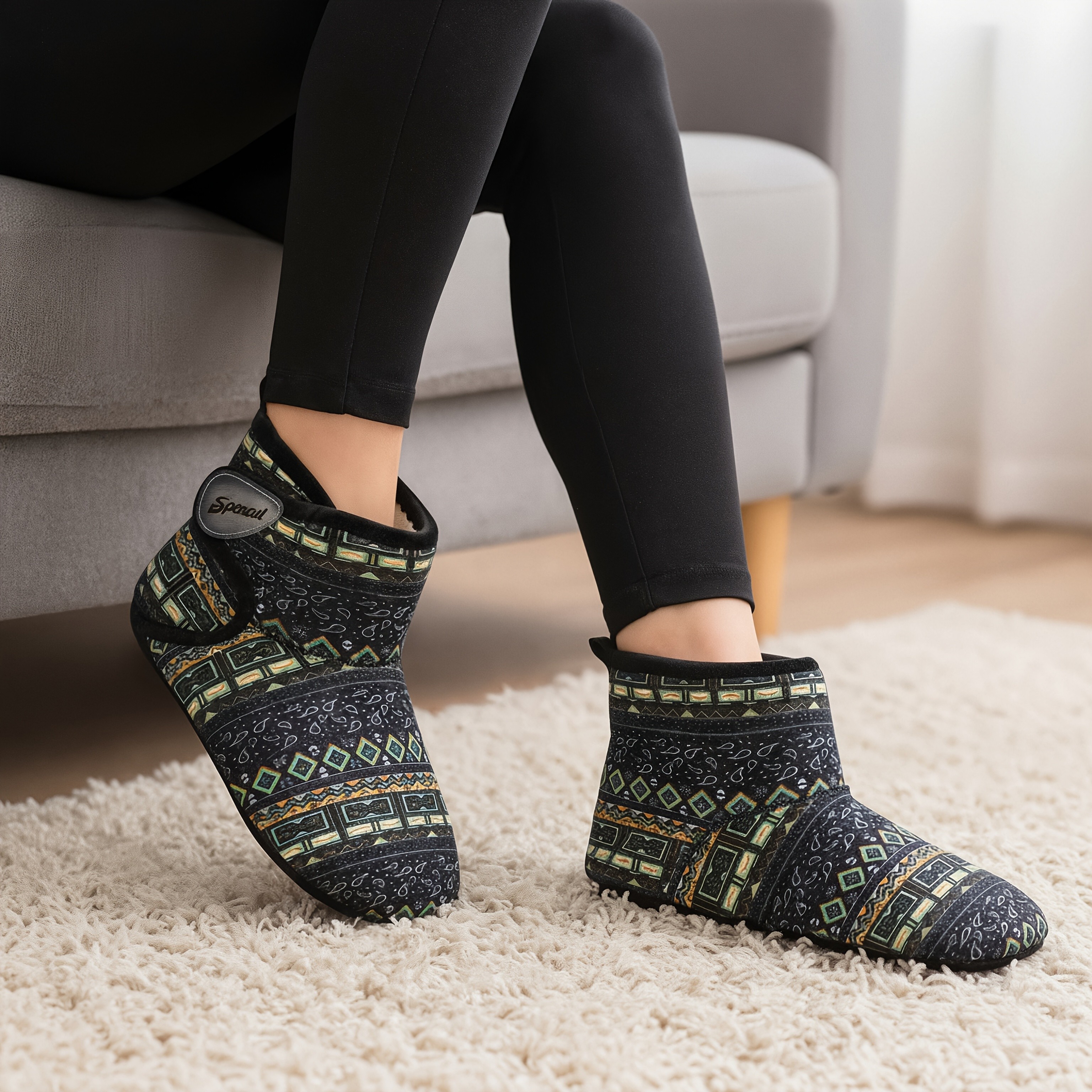L-RUN Women's High-Top Slippers